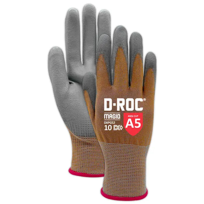 Magid D-ROC DX+ Technology DXPG52 15-Gauge Polyurethane Palm Coated Coreless Work Gloves