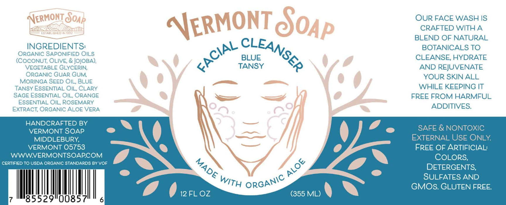 Facial Cleanser 12oz Pump-Vermont Soap-Atlas Preservation