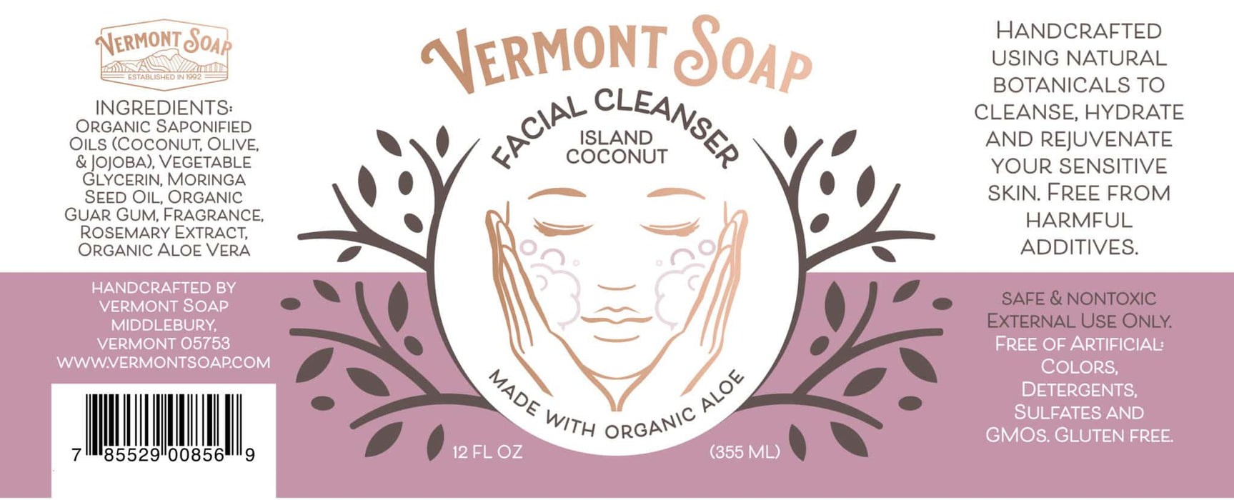 Facial Cleanser 12oz Pump-Vermont Soap-Atlas Preservation