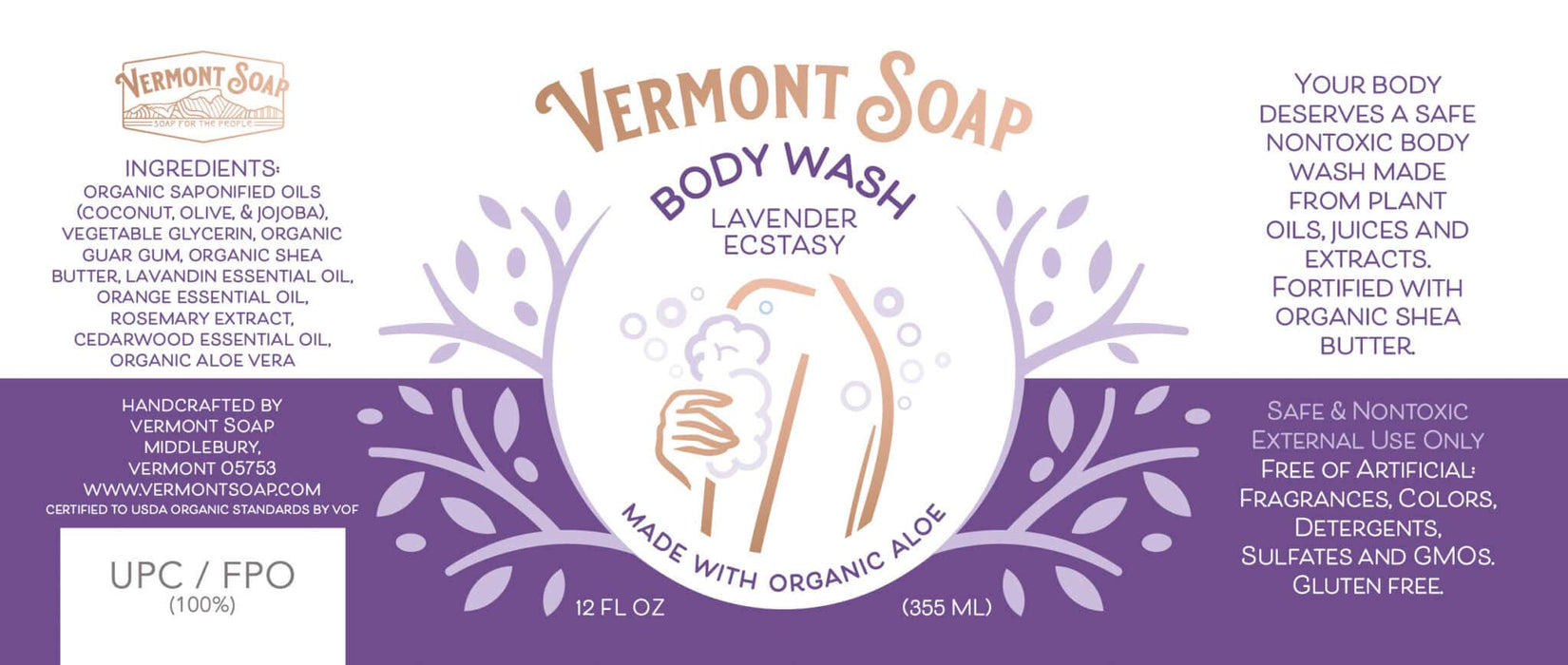 Shea Butter Organic Body Wash 12oz Pump-Vermont Soap-Atlas Preservation