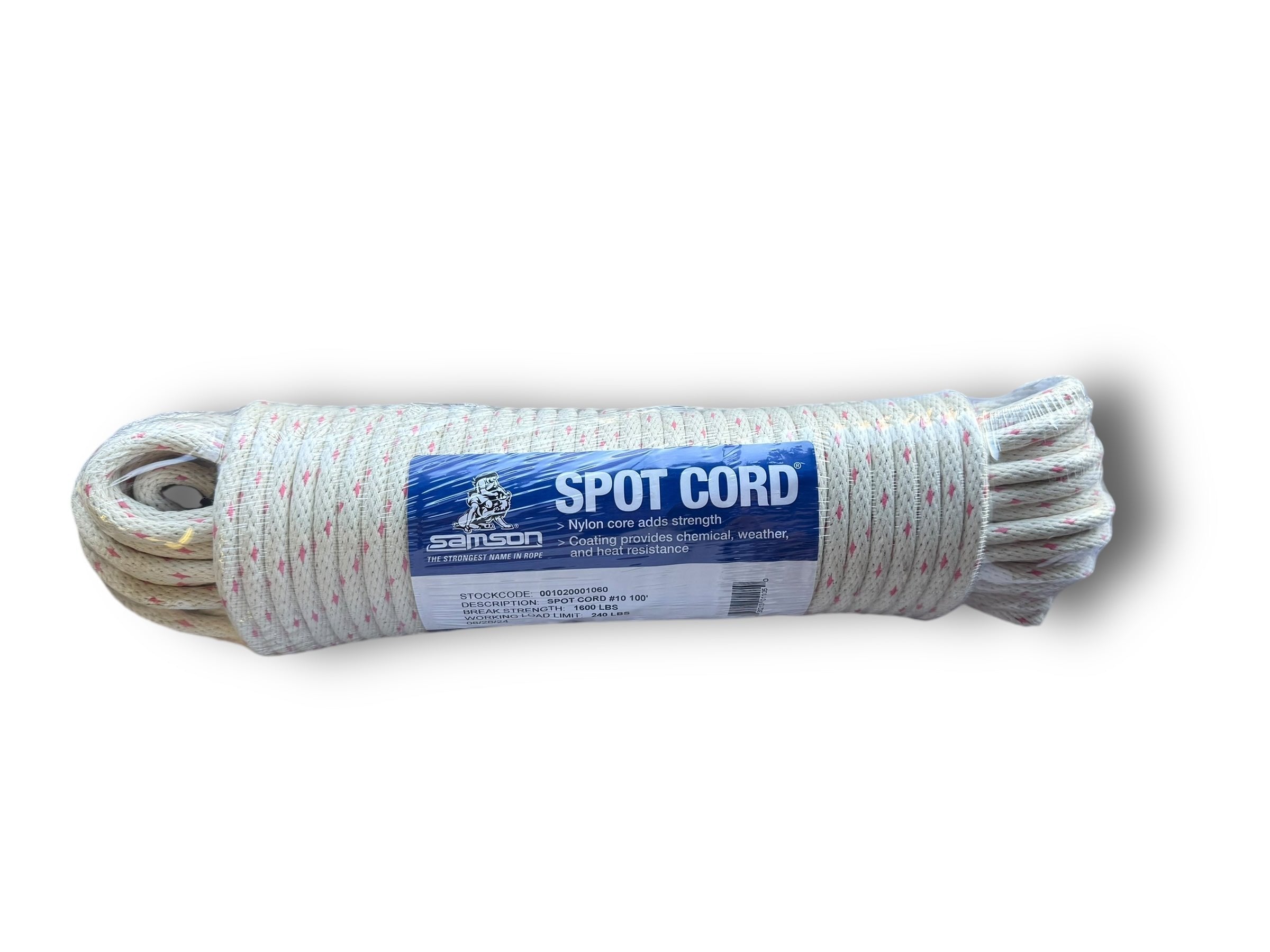 Samson Rope Tiger Sash Cord, 450 Lb Capacity, 100 Ft, Cotton, White