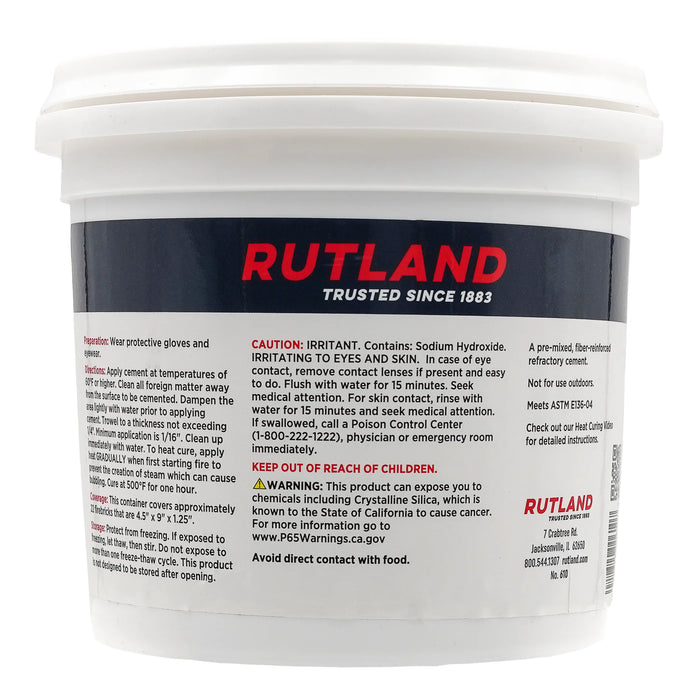 Refractory Cement - 1/2 Gallon-Rutland-Atlas Preservation