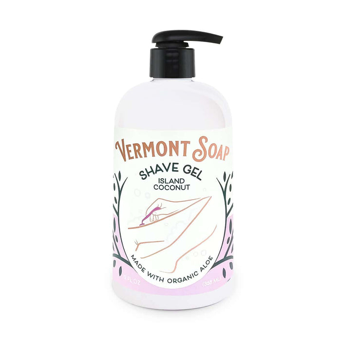 Island Coconut Shave Gel 12oz Pump-Vermont Soap-Atlas Preservation