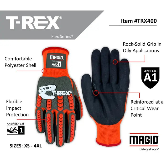 rex handschuhe Magid Impact Glove T-Rex Flexible Work Glove TRX400 Flex Series