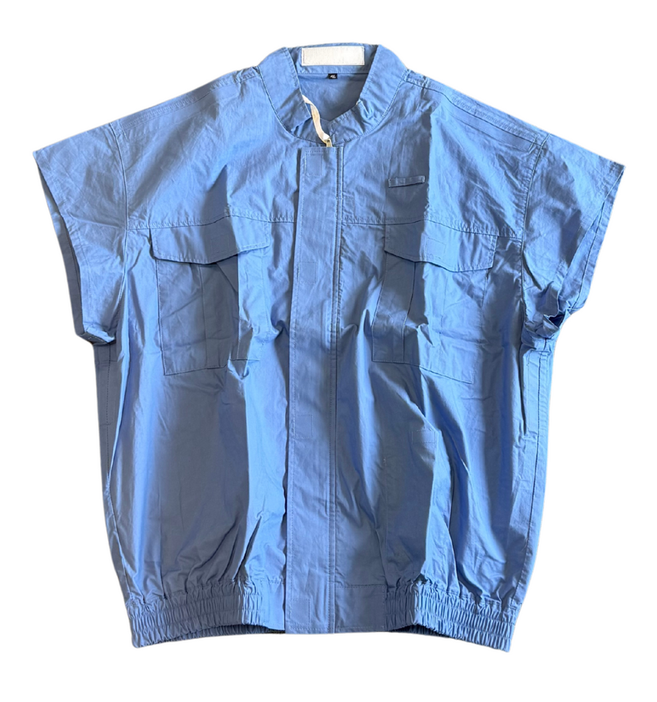 100% Cotton Cooling Jacket - Blue - Lithium Ion Battery Powered