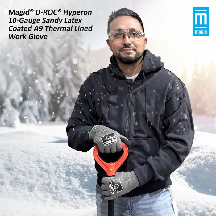 10-Gauge Hyperon® Sandy Latex Coated Touchscreen Work Gloves with Insulcore® Fleece Liner-Magid-Atlas Preservation