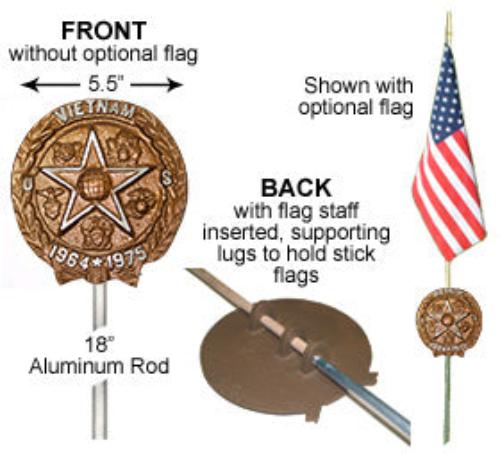 Aluminum Memorial Marker & Flag Holder-Collins Flags-Atlas Preservation