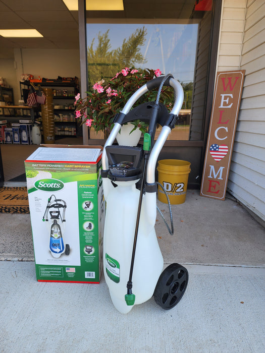 scotts lithium-ion battery-powered garden sprayer Scotts Wheel Cart Sprayer