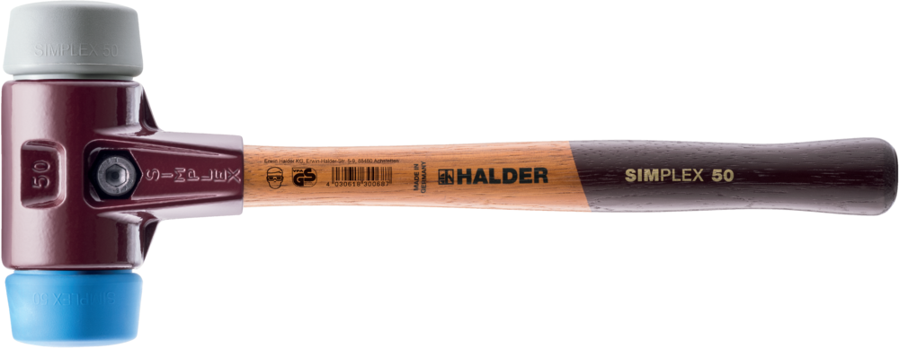 Simplex Mallet w/ Cast Iron Housing and Blue Soft Rubber & Grey Rubber ...